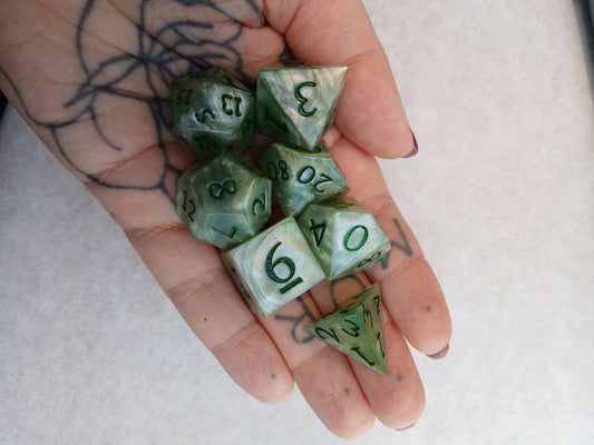 Dice set grön med gröna siffror