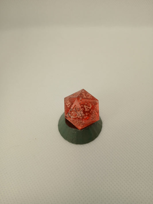 Dice D20 Pink with bubbles
