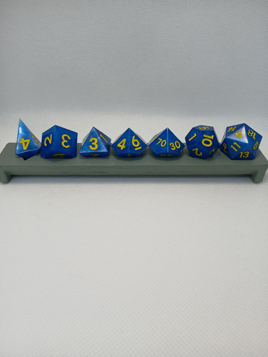 Dice set Blå med gulasiffror